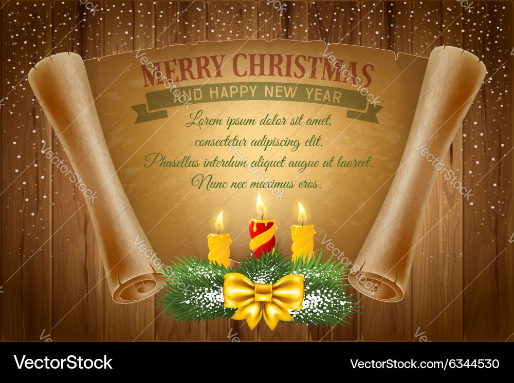 Rustic Christmas Scroll Background Vector Image