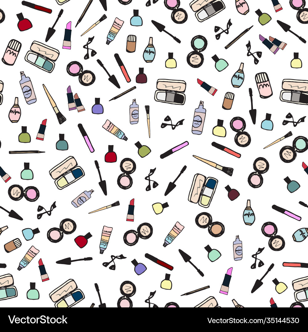 Seamless pattern with make up artist objects Seamless pattern with make up artist objects vector image