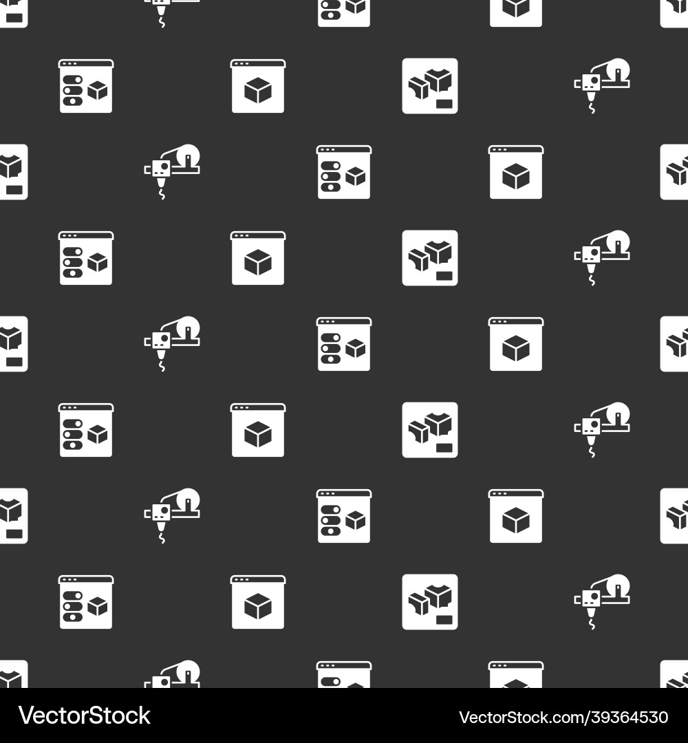Set 3d printer and on seamless pattern vector image