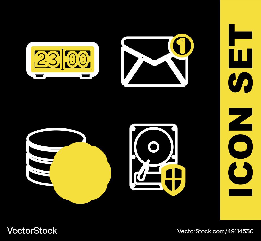 Set line new email incoming message hard disk Set line new email incoming message hard disk vector image