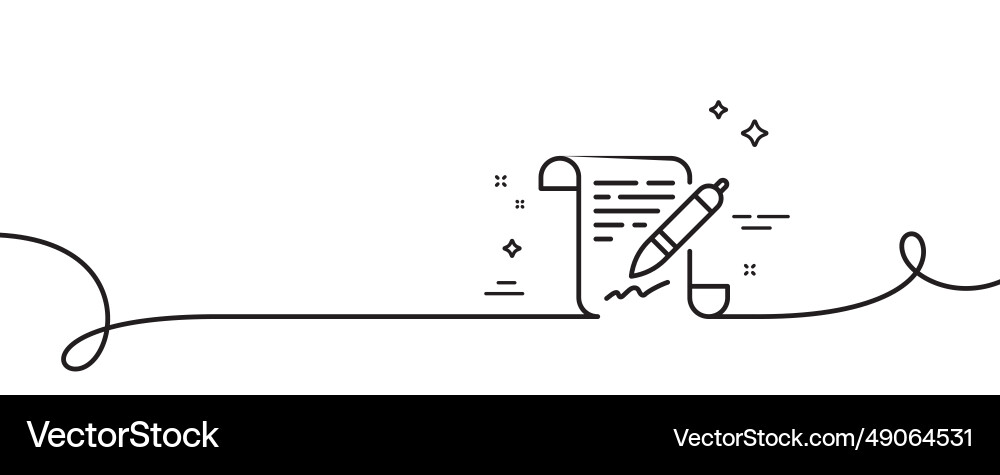 Agreement document line icon contract file vector image