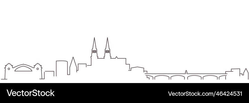 Basel dark line simple minimalist skyline Vector Image