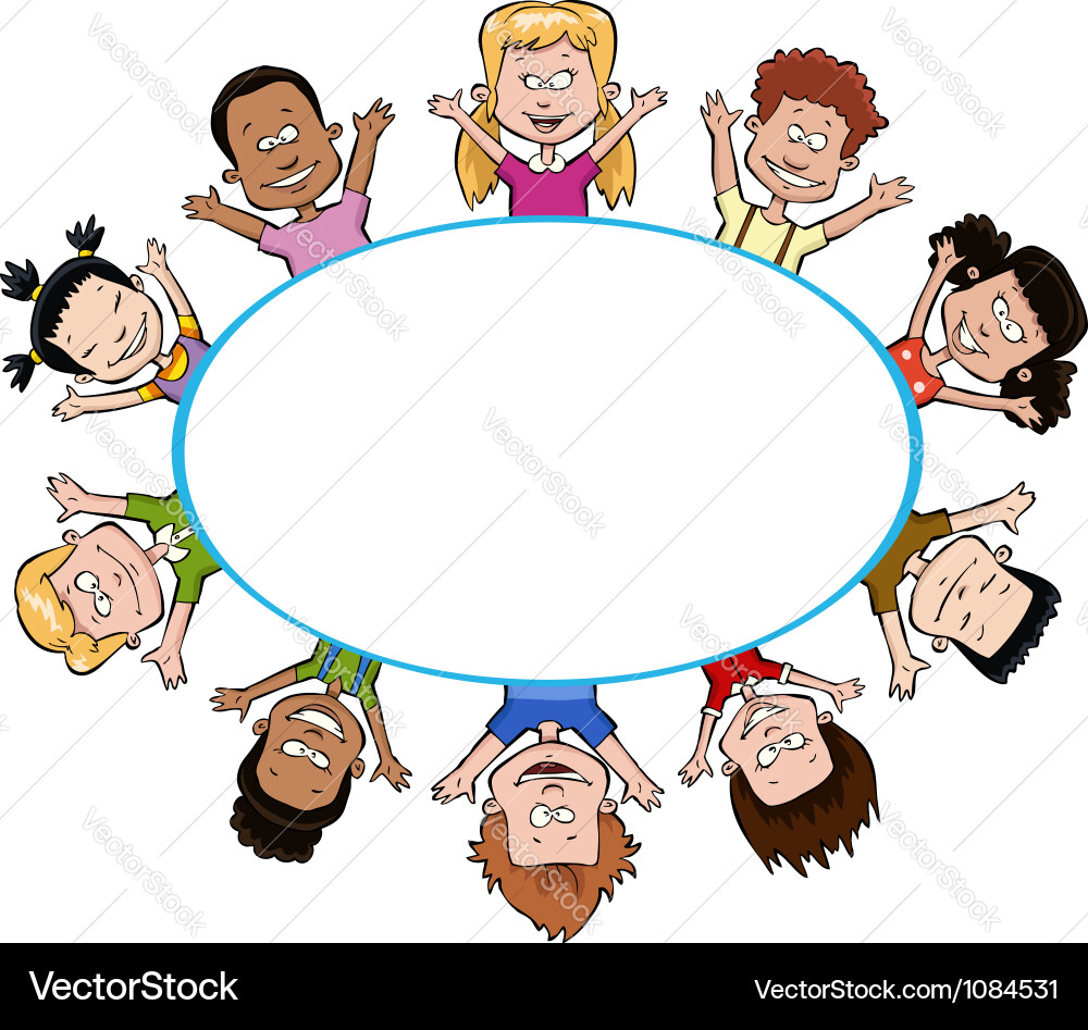 Cartoon Kinder um einen Rahmen Vektorbild