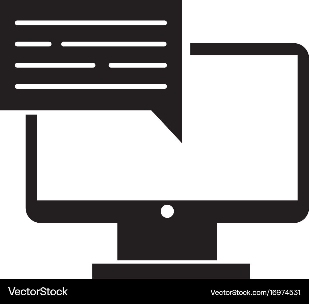 Computer desktop with speech bubble vector image
