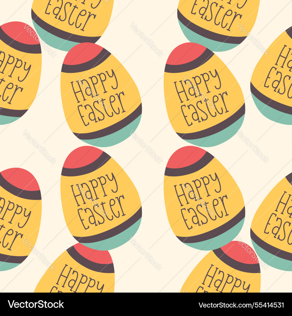 Easter eggs pattern background with text vector image
