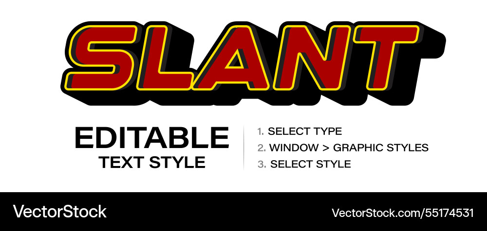 Editable text effect graphic style template vector image