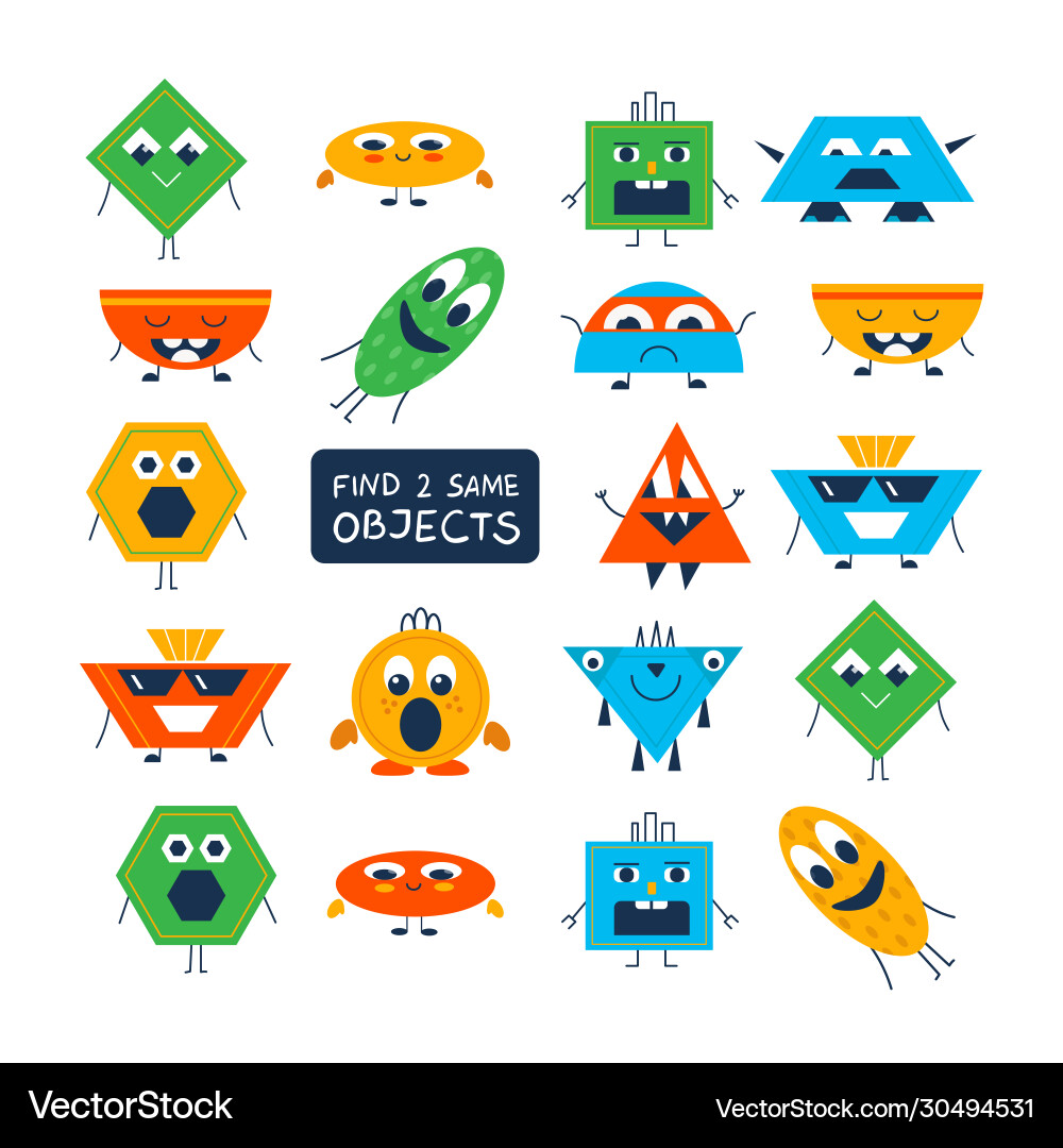 Find same objects game Find same objects game vector image