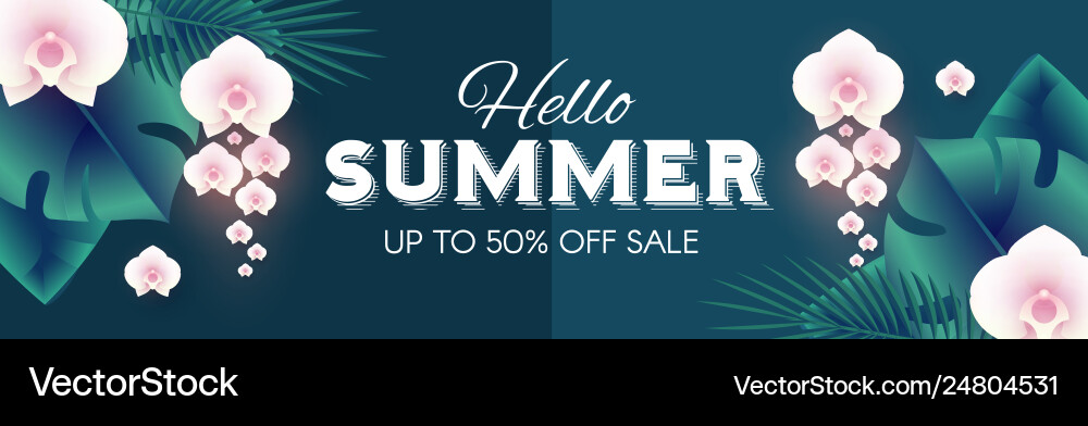 Hello summer tropical design template with palm Hello summer tropical design template with palm vector image