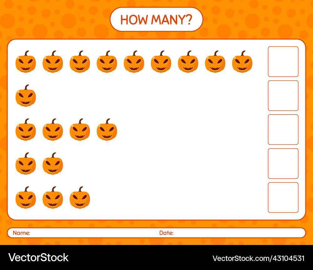 How many counting game with jack o lantern How many counting game with jack o lantern vector image