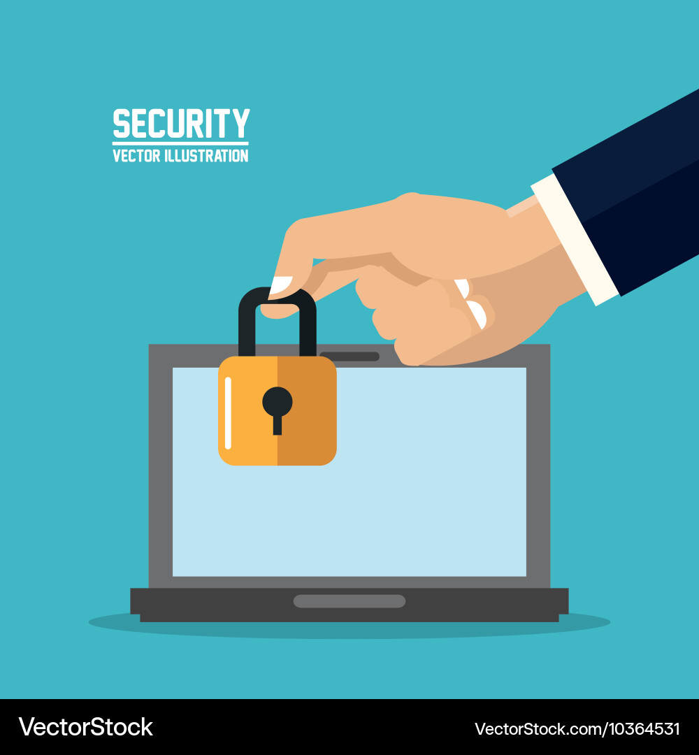 Laptop cyber security system design Vector Image
