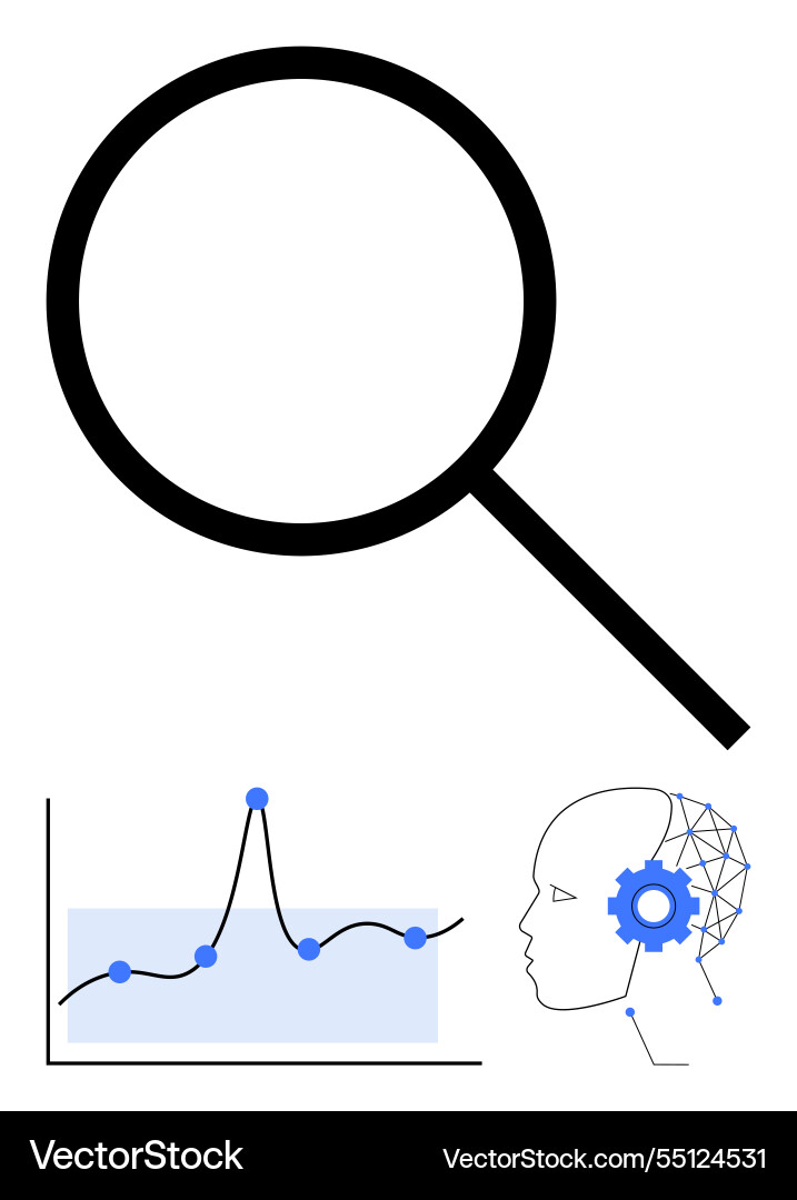 Magnifying glass symbolizing data analysis Magnifying glass symbolizing data analysis vector image