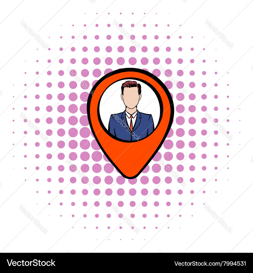 Map pointer with businessman icon comics style vector image