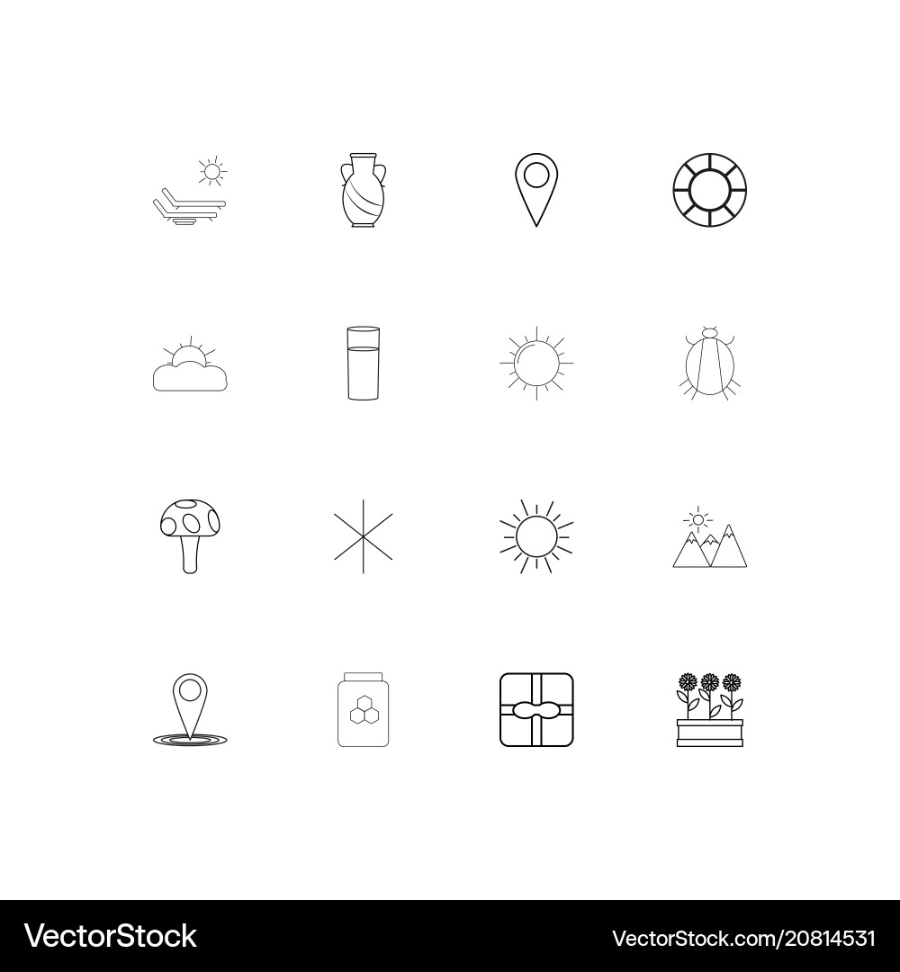 Nature linear thin icons set outlined simple vector image