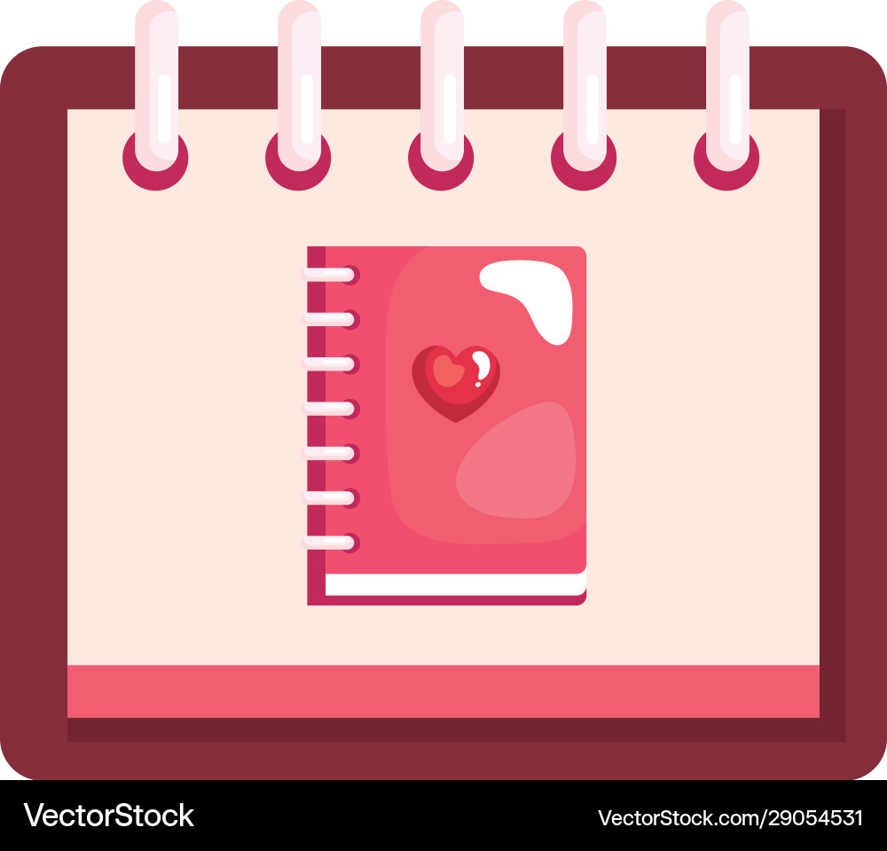 Notebook with heart in calendar isolated icon vector image