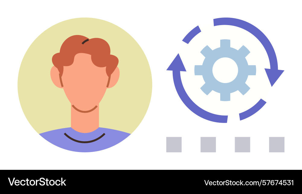 Profile avatar with process flow gear automation Profile avatar with process flow gear automation Vector Image