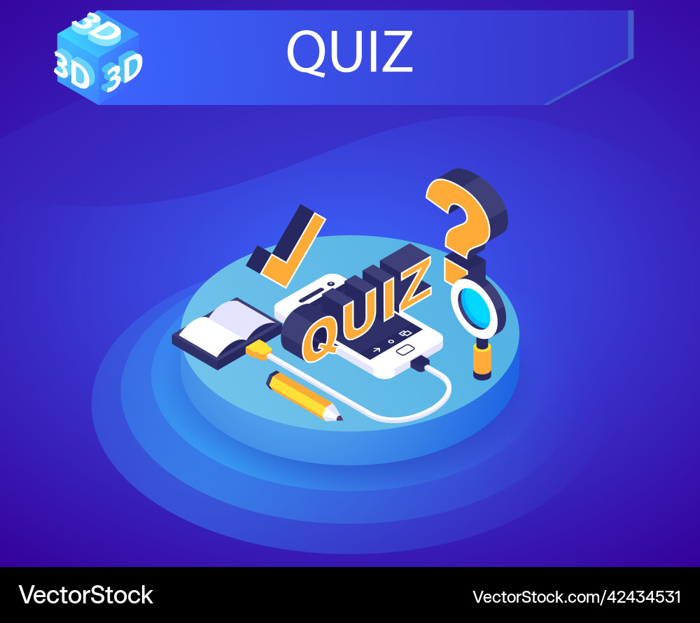 Quiz isometric design icon web 3d colorful Quiz isometric design icon web 3d colorful vector image