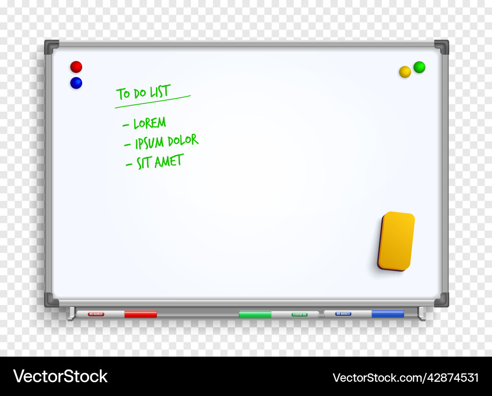 Realistic marker board transparent background Realistic marker board transparent background vector image