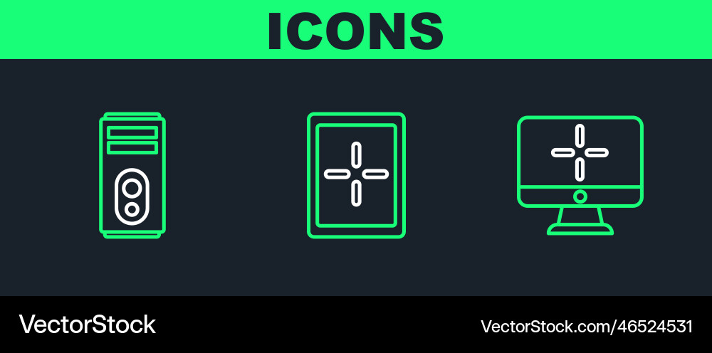 Set line computer monitor and tablet icon Set line computer monitor and tablet icon vector image