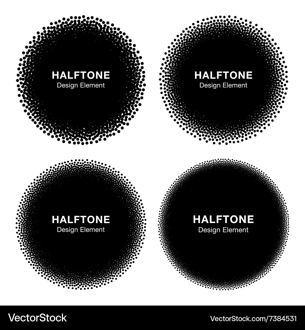 Set of abstract halftone dots circles vector image