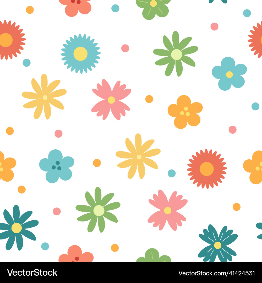 Simple spring flowers - seamless pattern vector image