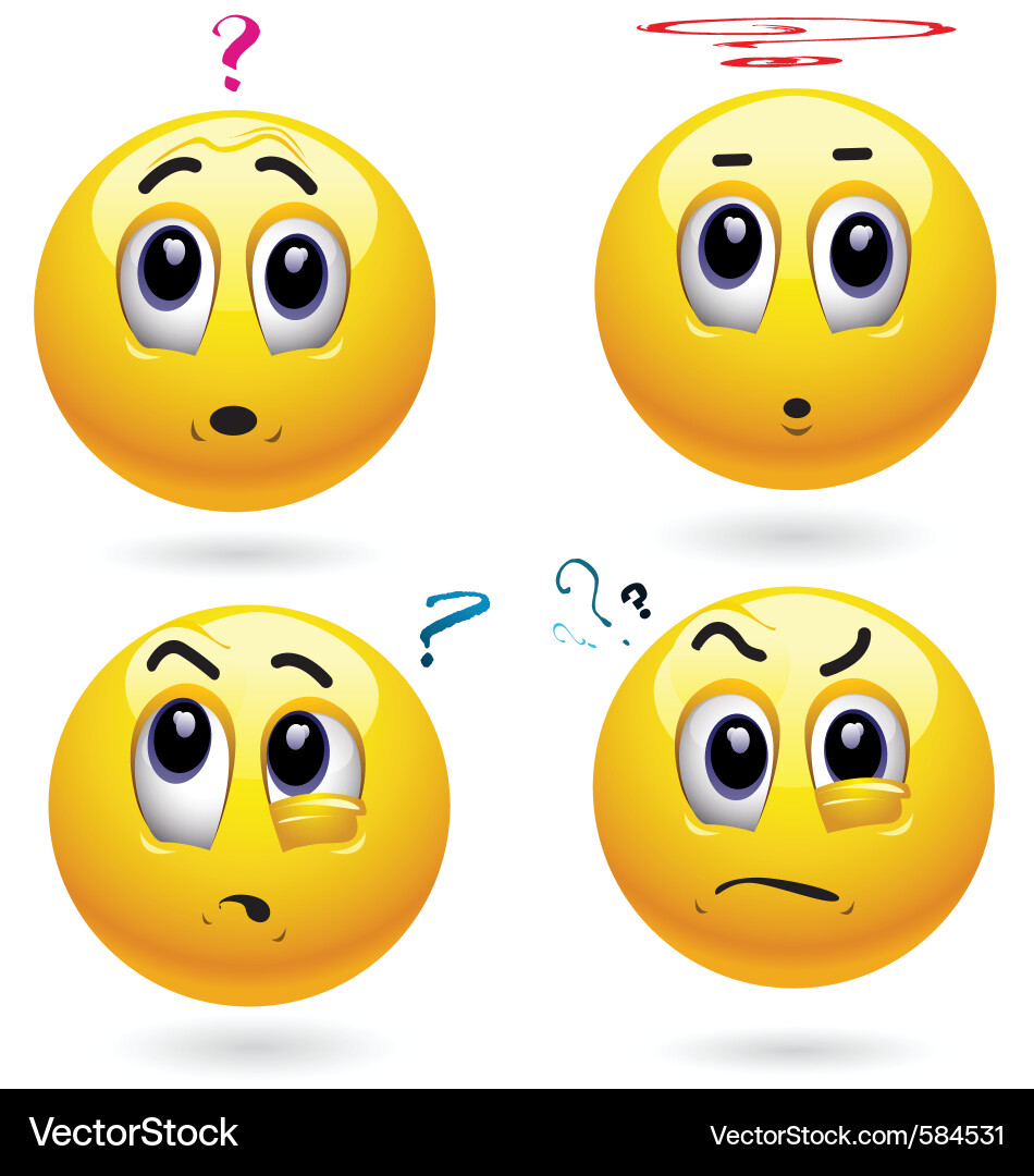 Smiling Faces & Question Marks Vector Image