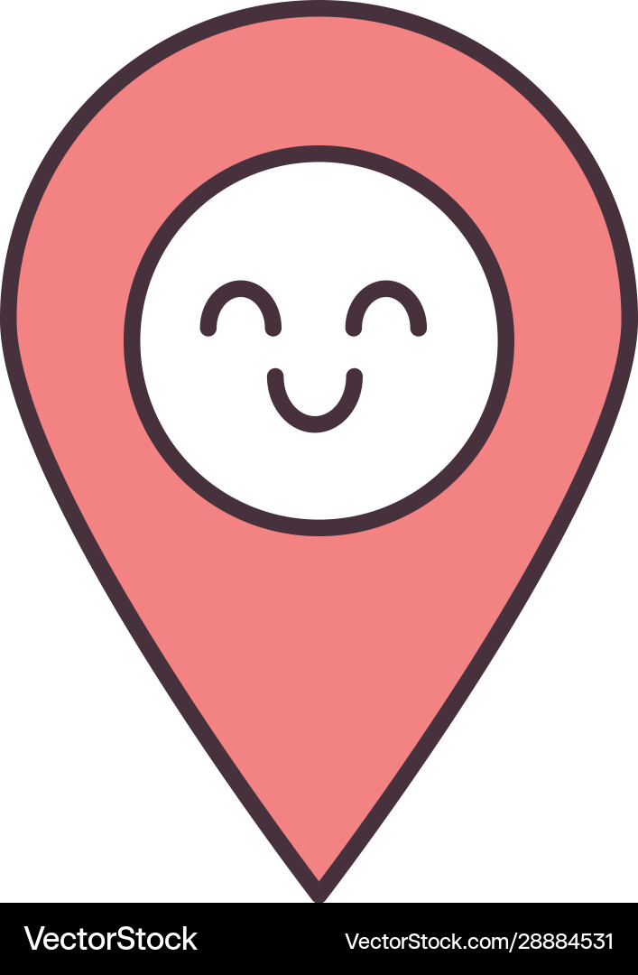 Smiling map pin character color icon vector image