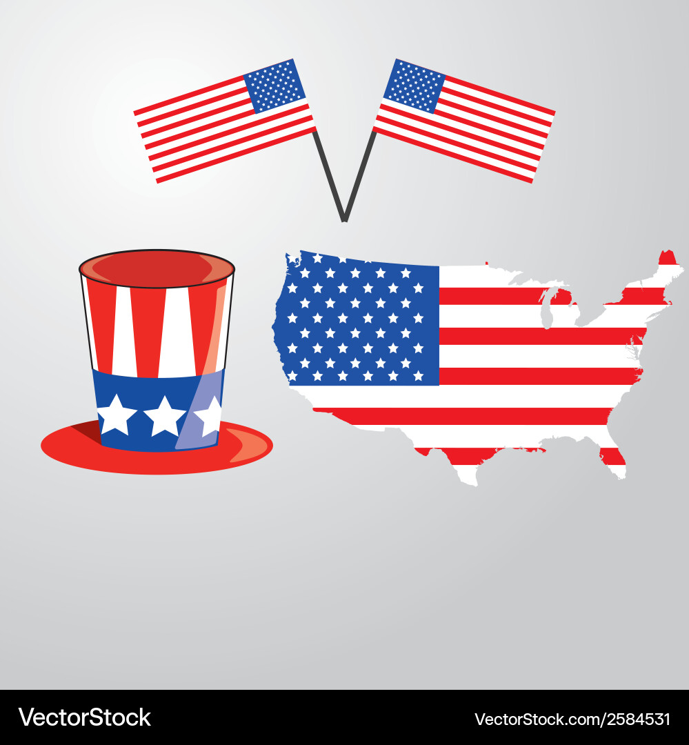 Three different objects for american independence vector image
