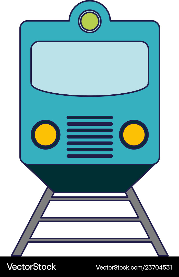 Train on rails frontview blue lines Train on rails frontview blue lines vector image