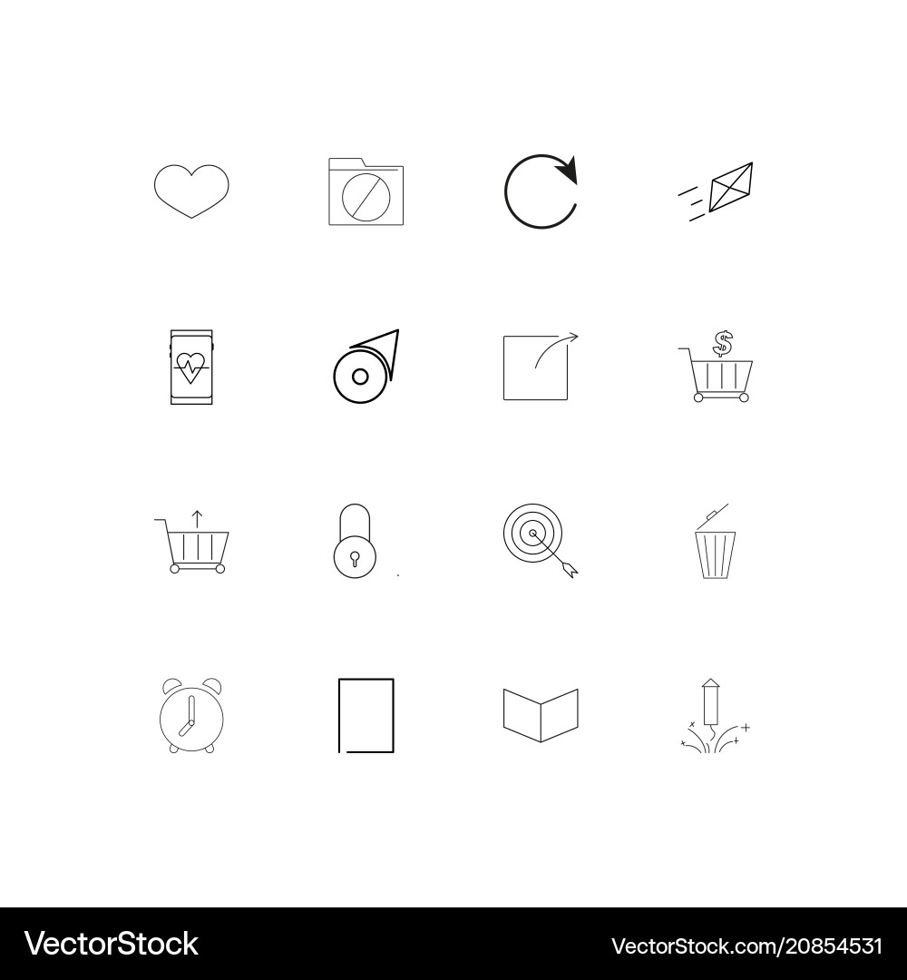 Web linear thin icons set outlined simple vector image