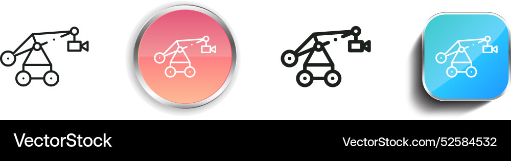 Camera crane icon thin linear regular and button Camera crane icon thin linear regular and button Vector Image