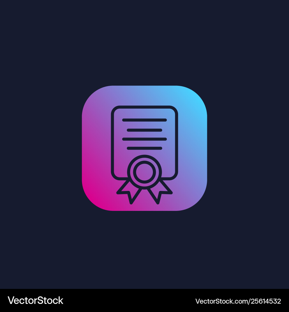 Certificate icon linear style Vector Image