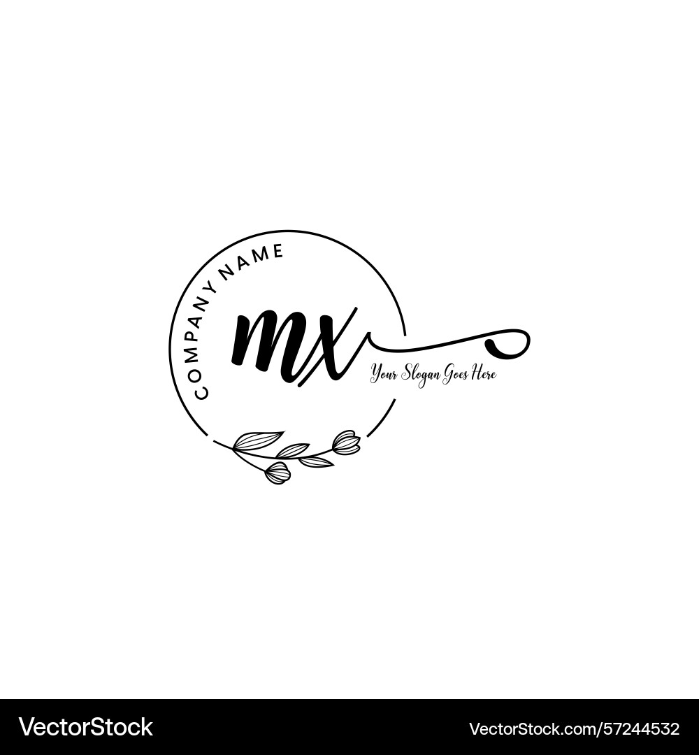 Elegant mx initial logo design with botanical Vector Image