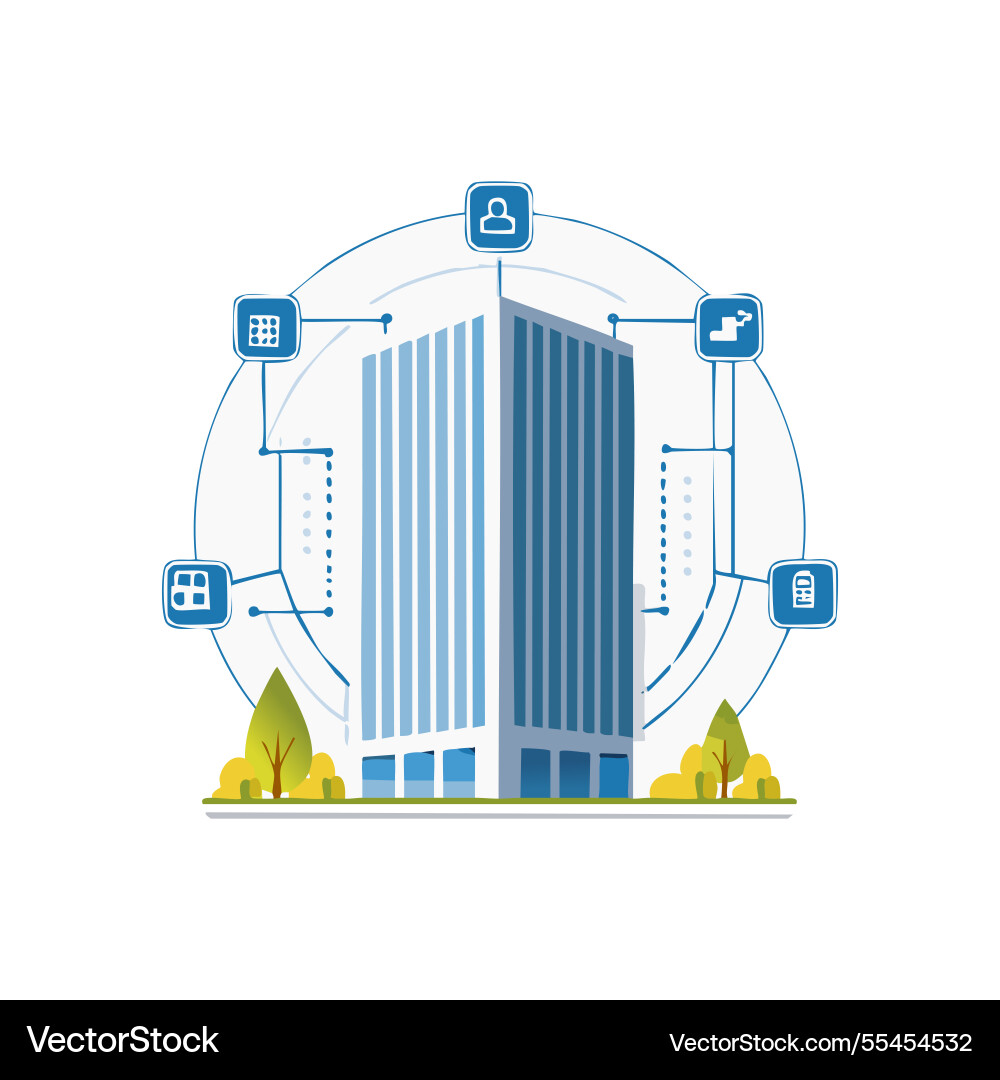 Financial building modern with blockchain data vector image