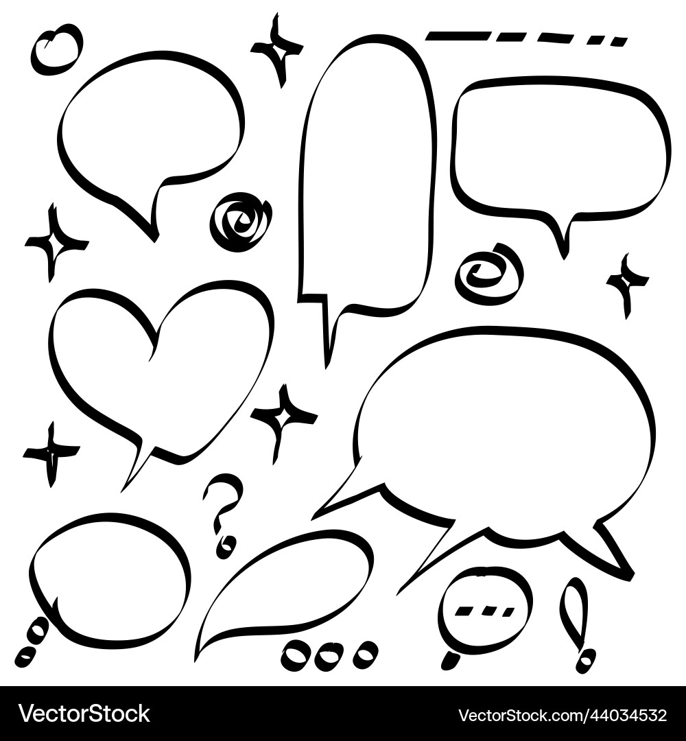 Hand drawn set of empty comic speech bubbles Hand drawn set of empty comic speech bubbles vector image