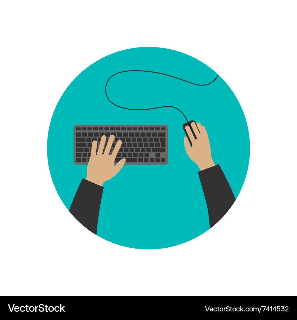Hands Typing on Keyboard vector image