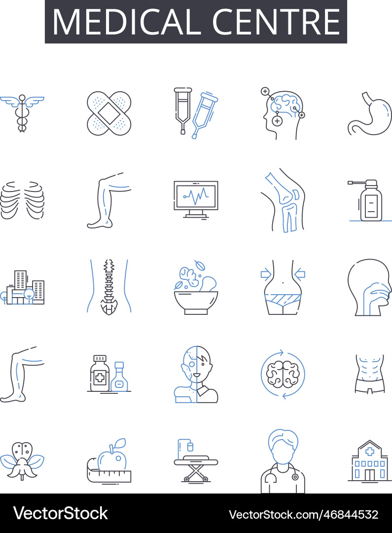 Medical centre line icons collection hospital Medical centre line icons collection hospital vector image
