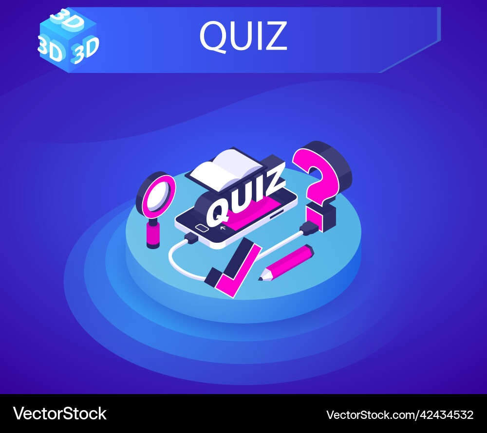 Quiz isometric design icon web 3d colorful Quiz isometric design icon web 3d colorful vector image