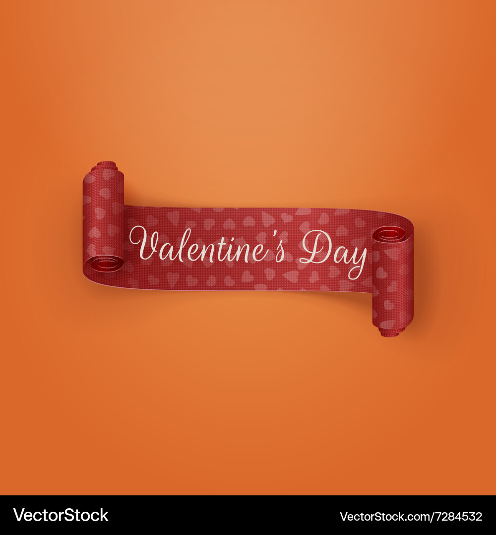 Red scroll valentines day ribbon with text Vector Image