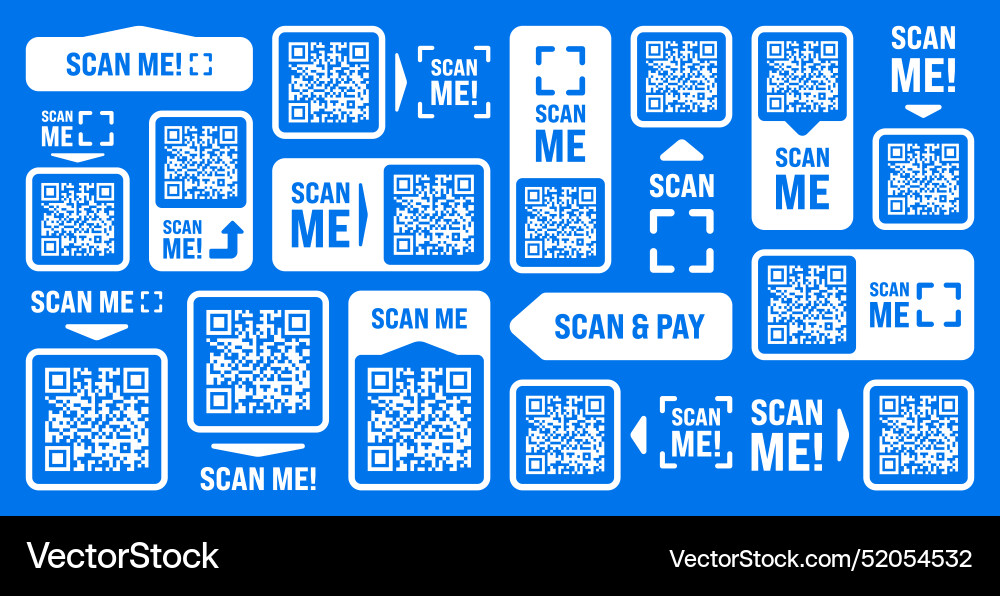 Scan me qr code sticker with text online payment Scan me qr code sticker with text online payment vector image