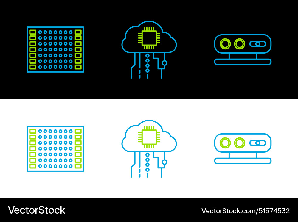 Set line 3d scanning system printed circuit board Set line 3d scanning system printed circuit board vector image