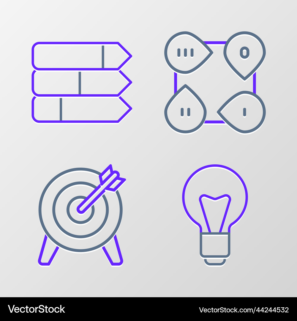 Set line light bulb target infographic element Set line light bulb target infographic element Vector Image