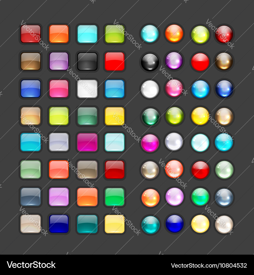 Set of glossy button icons for your design Vector Image