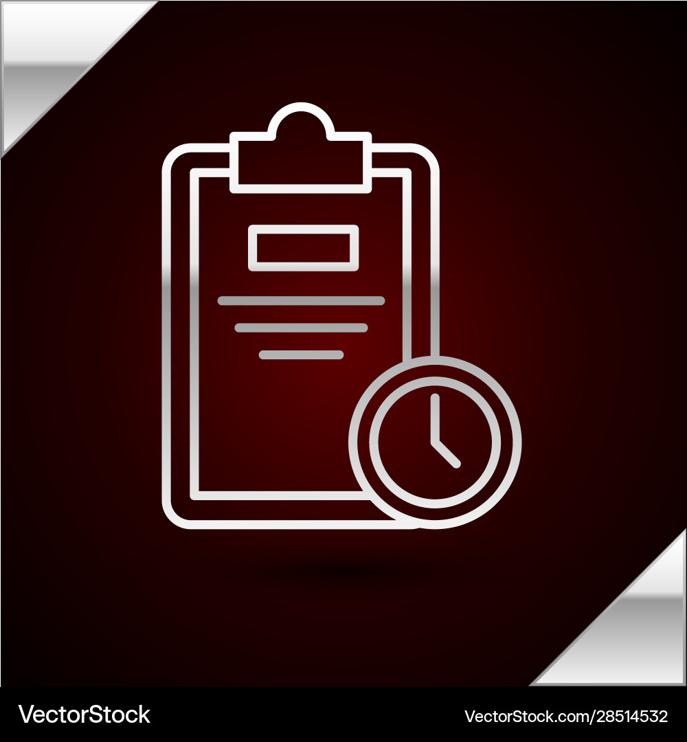 Silver line exam sheet with clock icon isolated Silver line exam sheet with clock icon isolated vector image