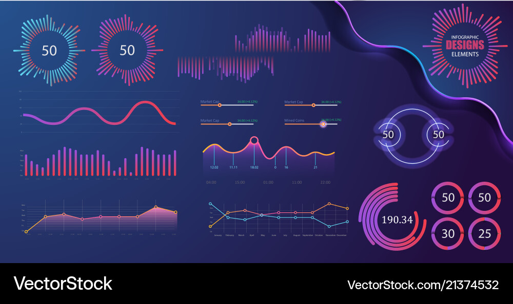 Technology Workflow & Data Charts Vector Image