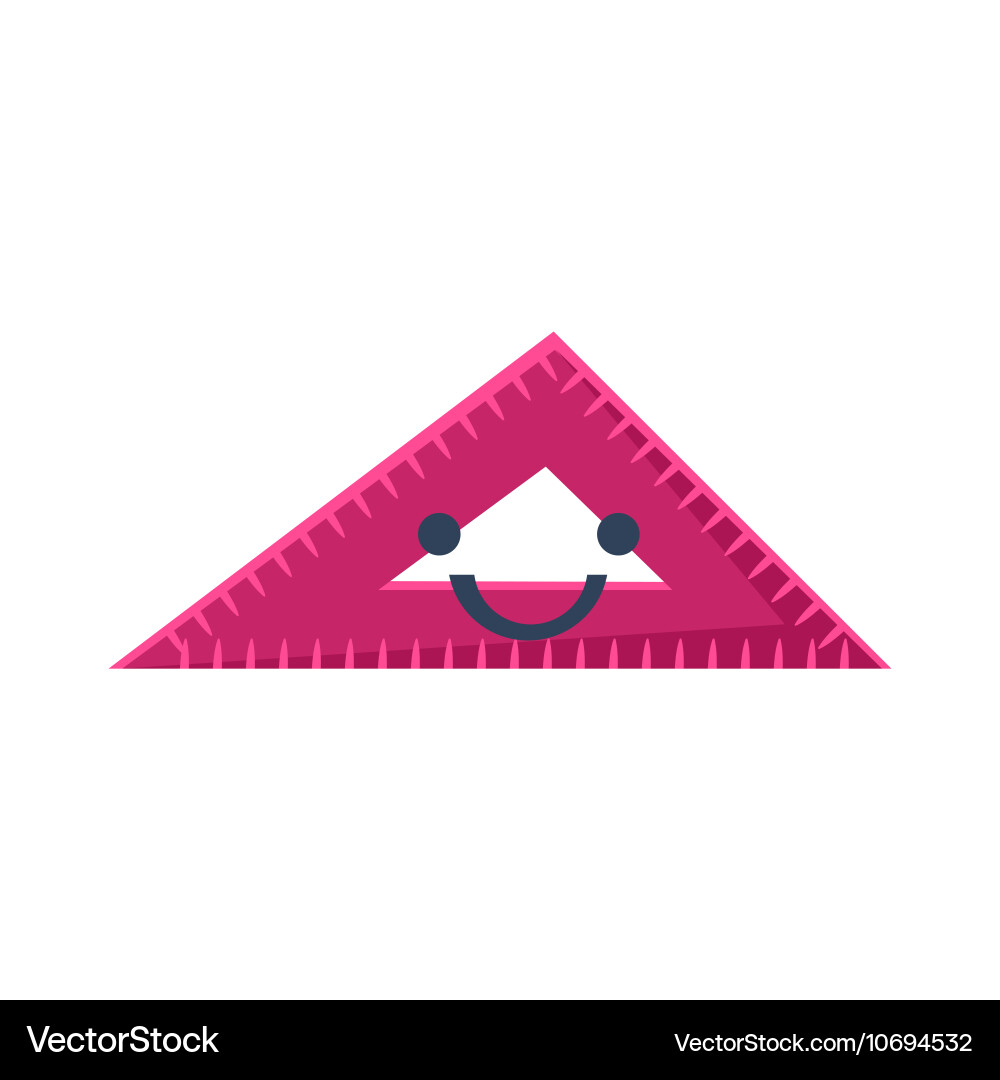 Triangle ruler primitive icon with smiley face vector image