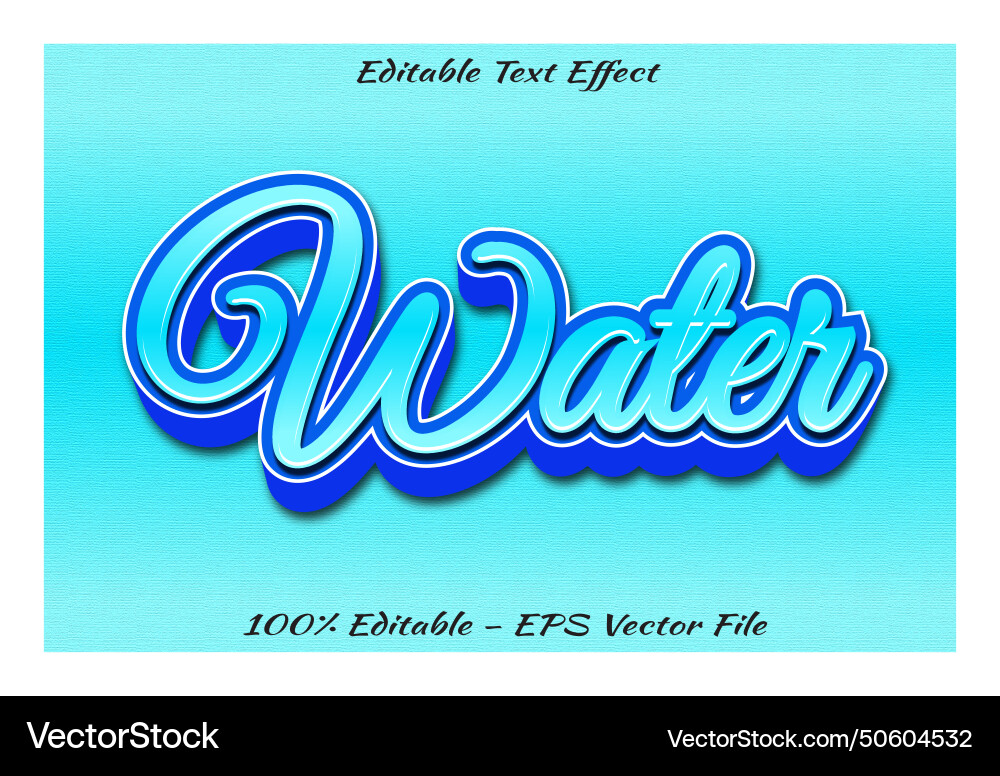 Water editable text effect 3d emboss style design Water editable text effect 3d emboss style design vector image