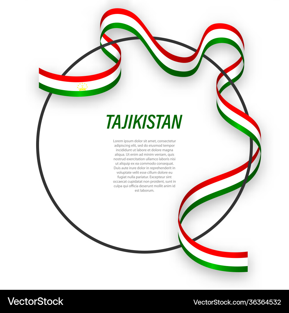 Waving Band Flagge Tajikistan auf Kreisrahmen Waving Band Flagge Tajikistan auf Kreisrahmen vektorbild