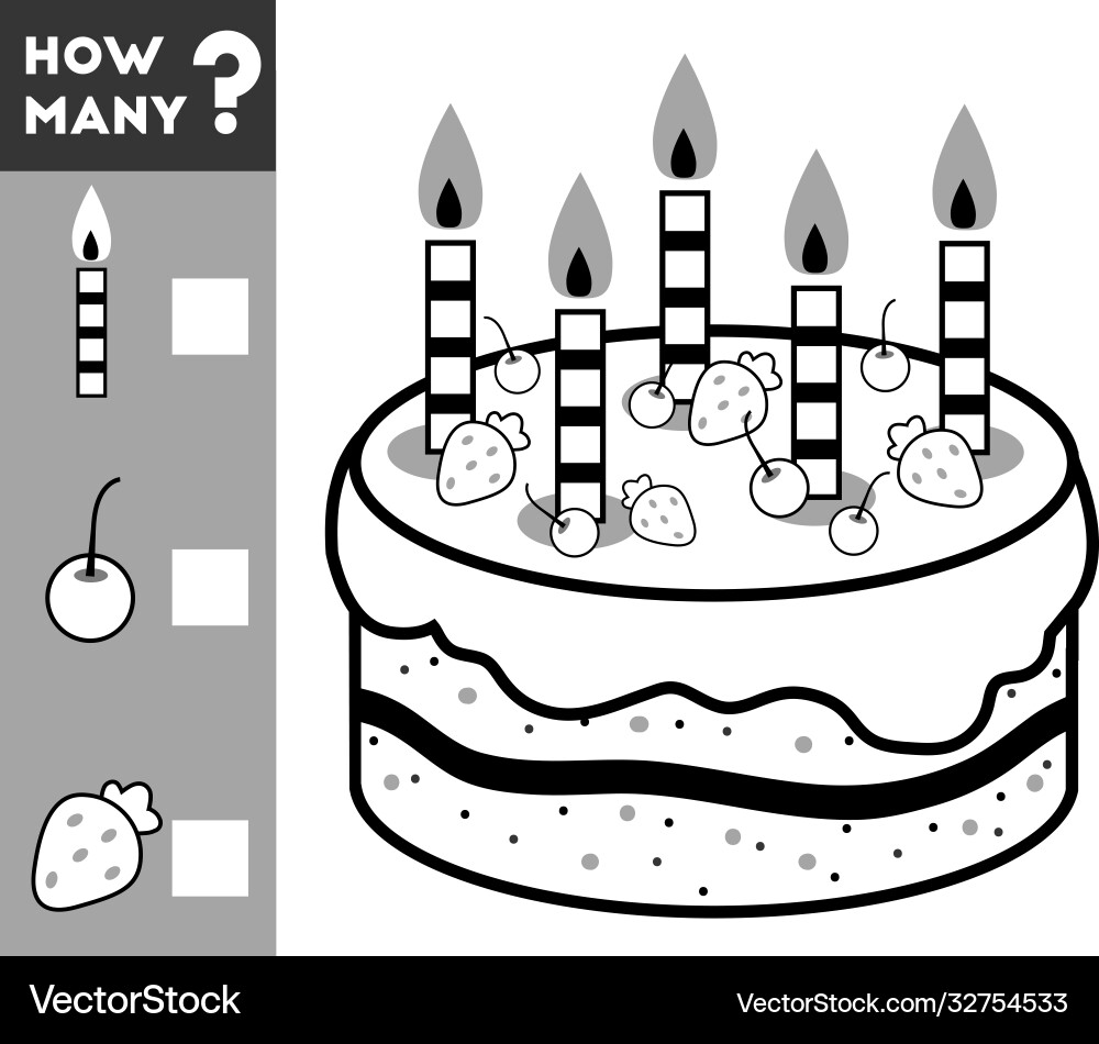 Counting game for children count how many cake Counting game for children count how many cake vector image