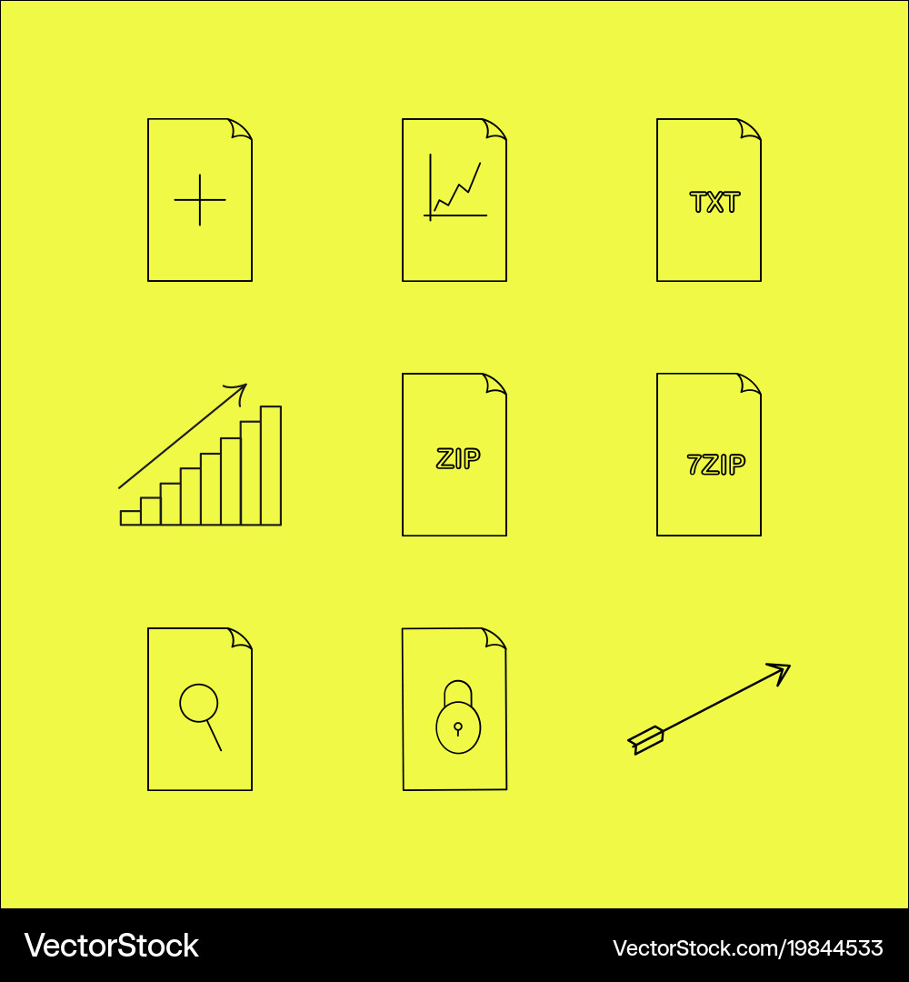 Files and folders linear icon set simple outline vector image