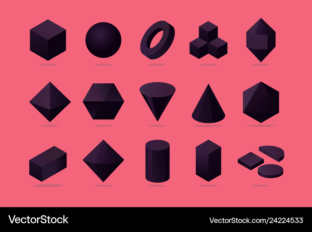 Isometric 3D Geometric Shapes vector image